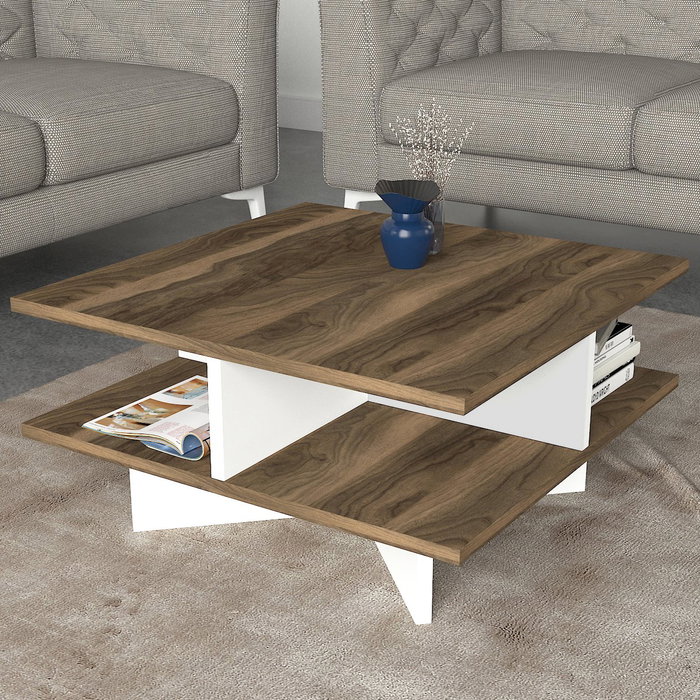 Hanah Home Hamton Mesa de Centro Nogal y Blanco